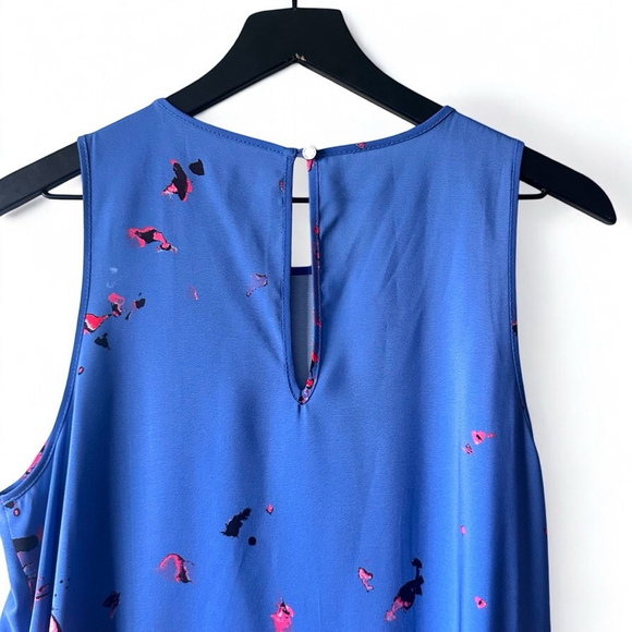 Rachel Roy Blue African Violet Floral Scarf Print Dress Women's Size M - Picture 4 of 7